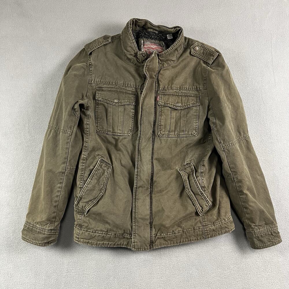 Levis Jacket Mens Medium Sherpa Lined Biker Trucker Full Zip Workwear